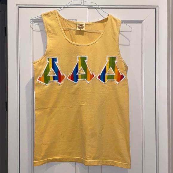 Comfort Colors Tops - Comfort Colors Tri Delta Sorority Tank Top Yellow
